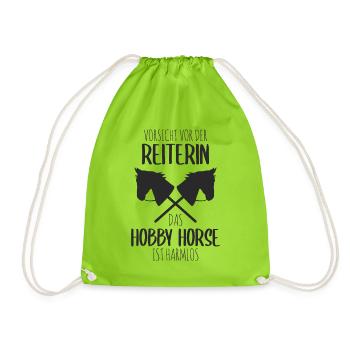 Hobby Horse Hobby Horsing Reiterin Pferd Geschenk - Turnbeutel - Neongrün - Vorne