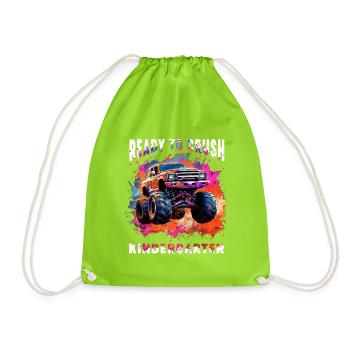 Truck Retro Race Big Vintage Kindergarten Back - Drawstring Bag - neon green - Front