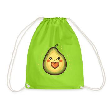 Avocado Cute Funny Heart Mamacado Mama Pregnant - Drawstring Bag - neon green - Front