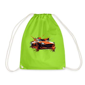 Cooler Rennwagen-Rennfahrer Sportliebhaber Supersportwagen Turbo - Turnbeutel - Neongrün - Vorne