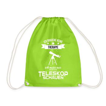Teleskop Astronomie Hobby Sternengucker Galaxien - Turnbeutel - Neongrün - Vorne
