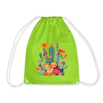 Cactus Fleuriste Mignon Désert Succulent Amoureux Plante - Sac de sport léger - vert néon - Devant