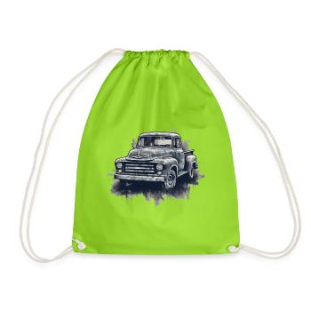 LKW Vintage Old Classic School Amerikanischer Pickup - Turnbeutel - Neongrün - Vorne