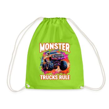 Truck Retro Race Big Vintage Kindergarten Back - Drawstring Bag - neon green - Front