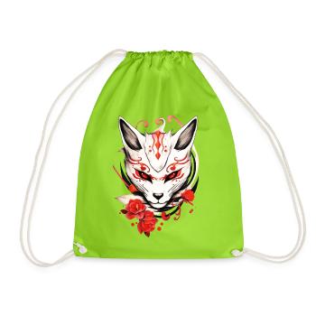 Kumiho Fuchs Maske Japan Kitsune Samurai Anime - Turnbeutel - Neongrün - Vorne