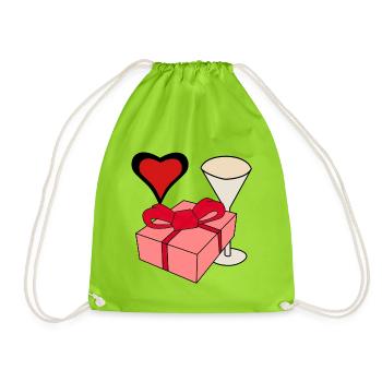 Idée cadeau fête des mères anniversaire voeux coeurs - Sac de sport léger - vert néon - Devant