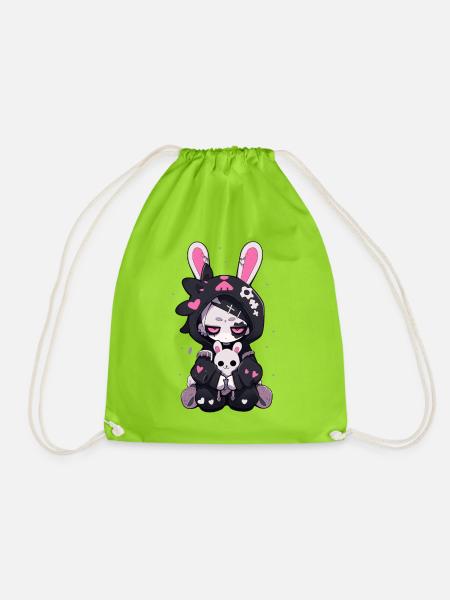 Goth Bunny Anime Girl Cute Grunge Gothik Outfit - Turnbeutel - Neongrün