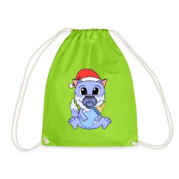 Wolf Baby Christmas - Drawstring Bag - neon green - Front