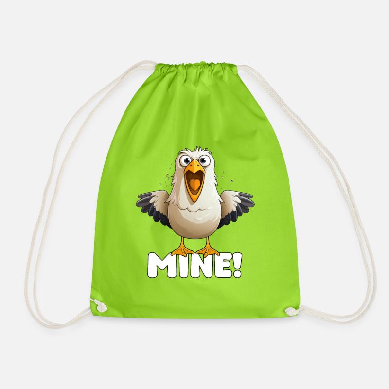 MINE! – Freche Möwe Cartoon, Strand Humor - Turnbeutel - Neongrün