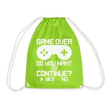 Game Over Willst du weitermachen? - Turnbeutel - Neongrün - Vorne