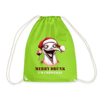 Merry Drunk I'm Christmas Bier Spruch Weihnachten - Turnbeutel - Neongrün - Vorne