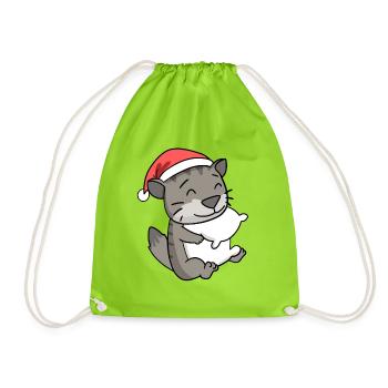 Chat Mignon Chat Sibérien Fatigué Noël - Sac de sport léger - vert néon - Devant