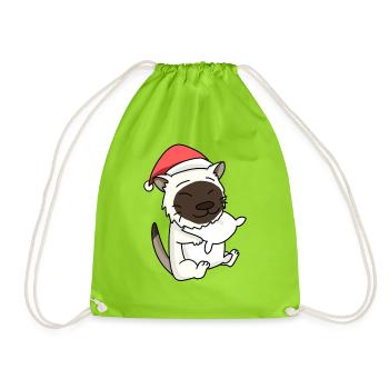Chat, Mignon, Birman, Chat, Fatigué, Noël - Sac de sport léger - vert néon - Devant