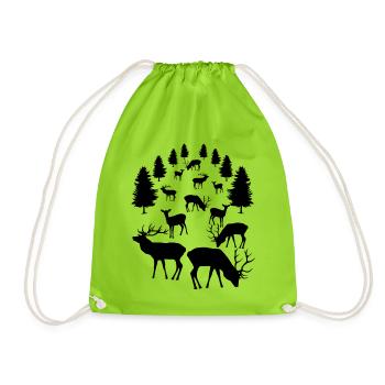 Deer, roe deer, red deer, fallow deer, deer, roebuck - Drawstring Bag - neon green - Front