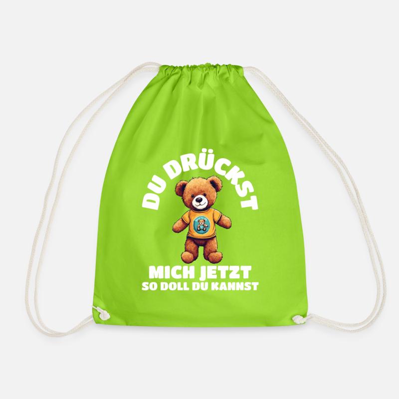 teddybär du drückst mich jetzt so doll du kannst - Turnbeutel - Neongrün