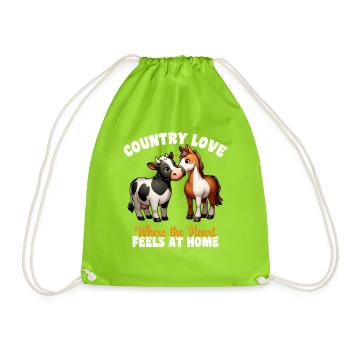 Country Love Where the Heart is at Home, Country Life - Drawstring Bag - neon green - Front