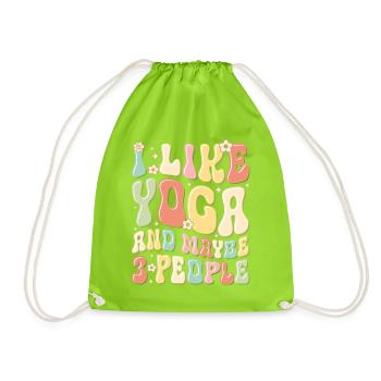 I Like Yoga and Maybe 3 People - Drawstring Bag - neon green - Front