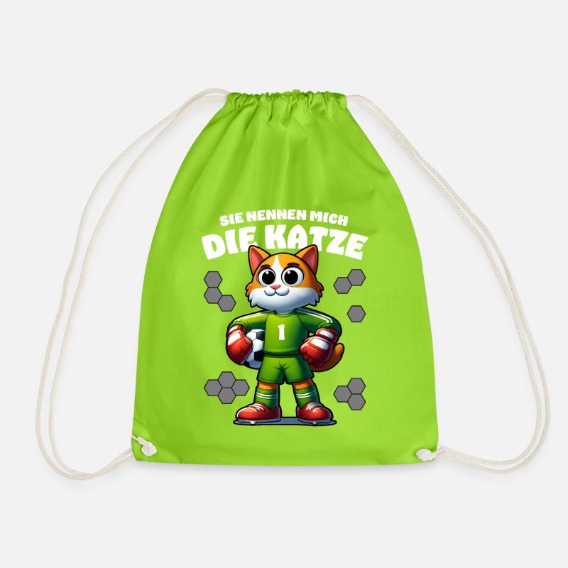 Fußball Torwart Katze Torhüter Kinder Junge - Turnbeutel - Neongrün