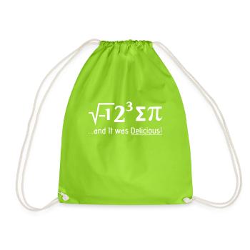 I Ate Some Pi print Funny i ate some pie Math - Drawstring Bag - neon green - Front