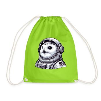 Snowy Owl Astronaut Space Adventure - Drawstring Bag - neon green - Front