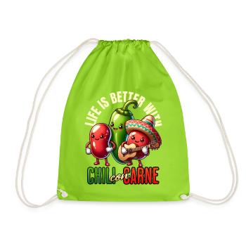 Chili Con Carne Mexico Cooking Kitchen Favorite Food - Drawstring Bag - neon green - Front