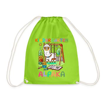 Cute Nursery Alpaca Kids Gift - Drawstring Bag - neon green - Front