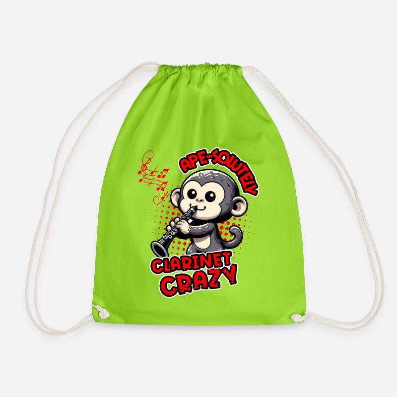Ape-solute Klarinette Crazy Funny Monkey Design - Turnbeutel - Neongrün