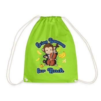 Going Bananas for Bach Funny Monkey Design - Drawstring Bag - neon green - Front