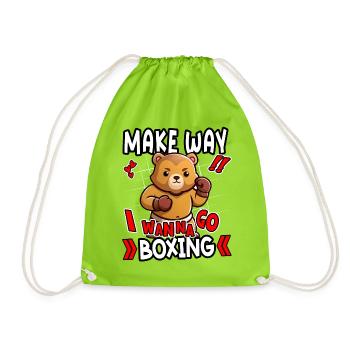Make Way I Wanna Go Boxen Lustiges Bären-Design - Turnbeutel - Neongrün - Vorne