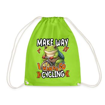 Make Way I Wanna Go Radfahren Lustiger Frosch Design - Turnbeutel - Neongrün - Vorne