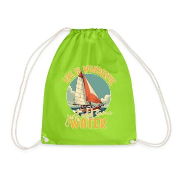 Life is Wonderful, Just Add Some Water - Sailing - Drawstring Bag - neon green - Front