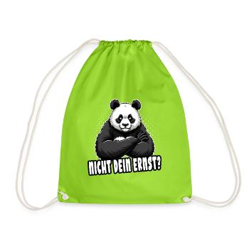 Nicht Dein Ernst? Süßer Panda Bär Pandabär - Turnbeutel - Neongrün - Vorne