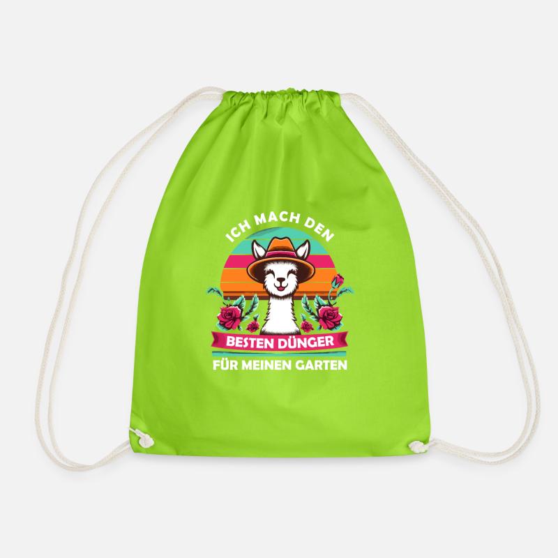 Alpaca make the best fertilizer for my garden - Drawstring Bag - neon green