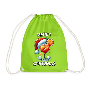 Frohe Spritzmas Lustiger Urlaub Cocktail Weihnachten - Turnbeutel - Neongrün - Vorne