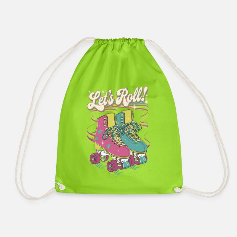 Let’s Roll Design de patin à roulettes rétro coloré - Sac de sport léger - vert néon