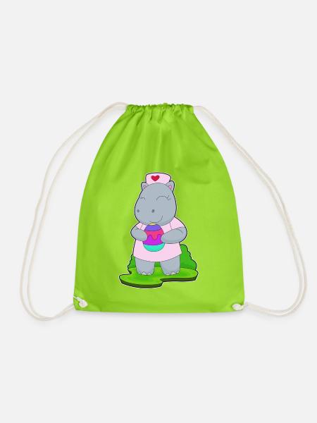 Nilpferd Ostern Krankenschwester - Turnbeutel - Neongrün