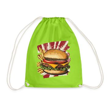Burgers and Fries Retro - Drawstring Bag - neon green - Front
