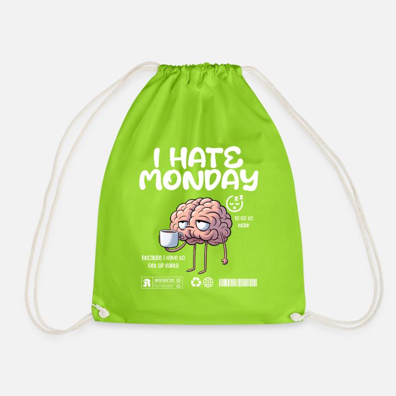 I hate monday - Ich hasse Montag Morgenmuffel Fun - Turnbeutel - Neongrün