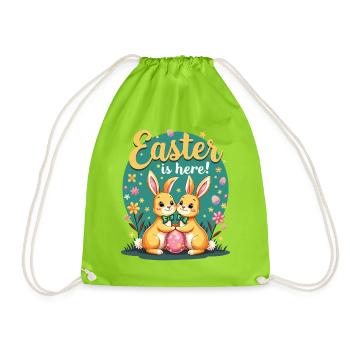 Pâques est là – Doux lapins de Pâques avec œuf de Pâques - Sac de sport léger - vert néon - Devant