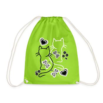 Été Chats Chat Rétro Vintage Années 80 Années 90 - Sac de sport léger - vert néon - Devant