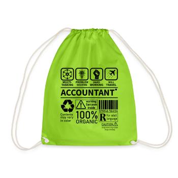 Accountant Multi Tasking Problem Solving Hard Work - Turnbeutel - Neongrün - Vorne