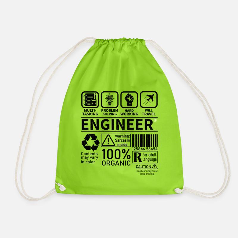 engineer multi tasking problem solving working - Drawstring Bag - neon green