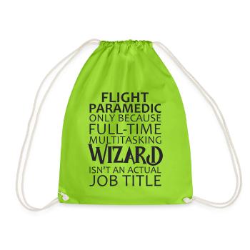 Flight Paramedic Wizard air rescue - Drawstring Bag - neon green - Front