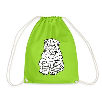 Cute Pug Dog - Drawstring Bag - neon green - Front