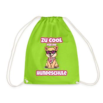 Hundeschule - Zu cool für die  Hundeschule - Turnbeutel - Neongrün - Vorne