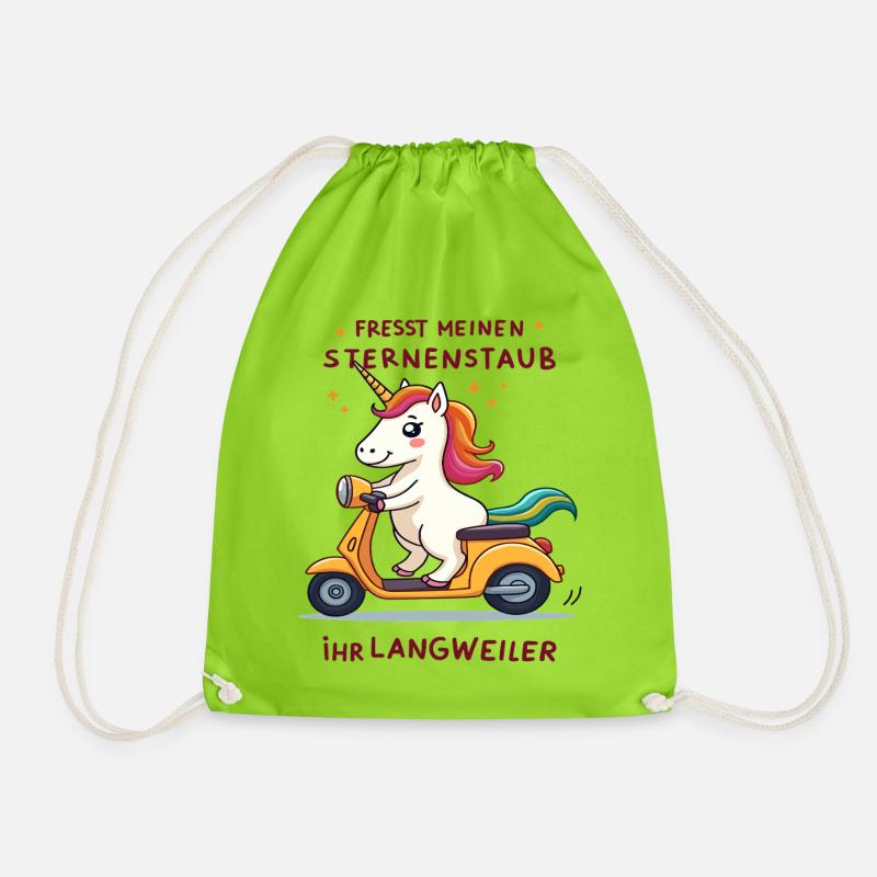 Roller-Einhorn - Turnbeutel - Neongrün
