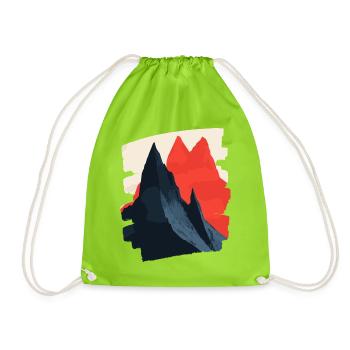 Mountains Climbing Climbers Hiking - Drawstring Bag - neon green - Front