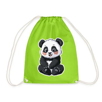 Ours panda mignon – Cadeau pour les enfants - Sac de sport léger - vert néon - Devant
