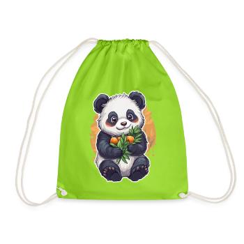 Ours panda mignon – Cadeau pour les enfants - Sac de sport léger - vert néon - Devant