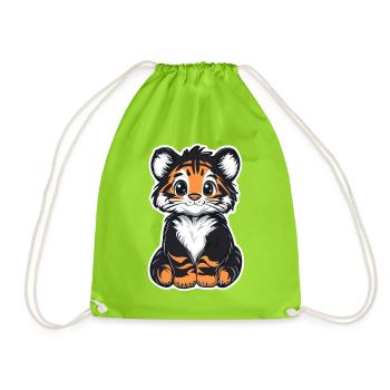 Süsser Tiger – Lustige Geschenkidee für Kinder - Turnbeutel - Neongrün - Vorne